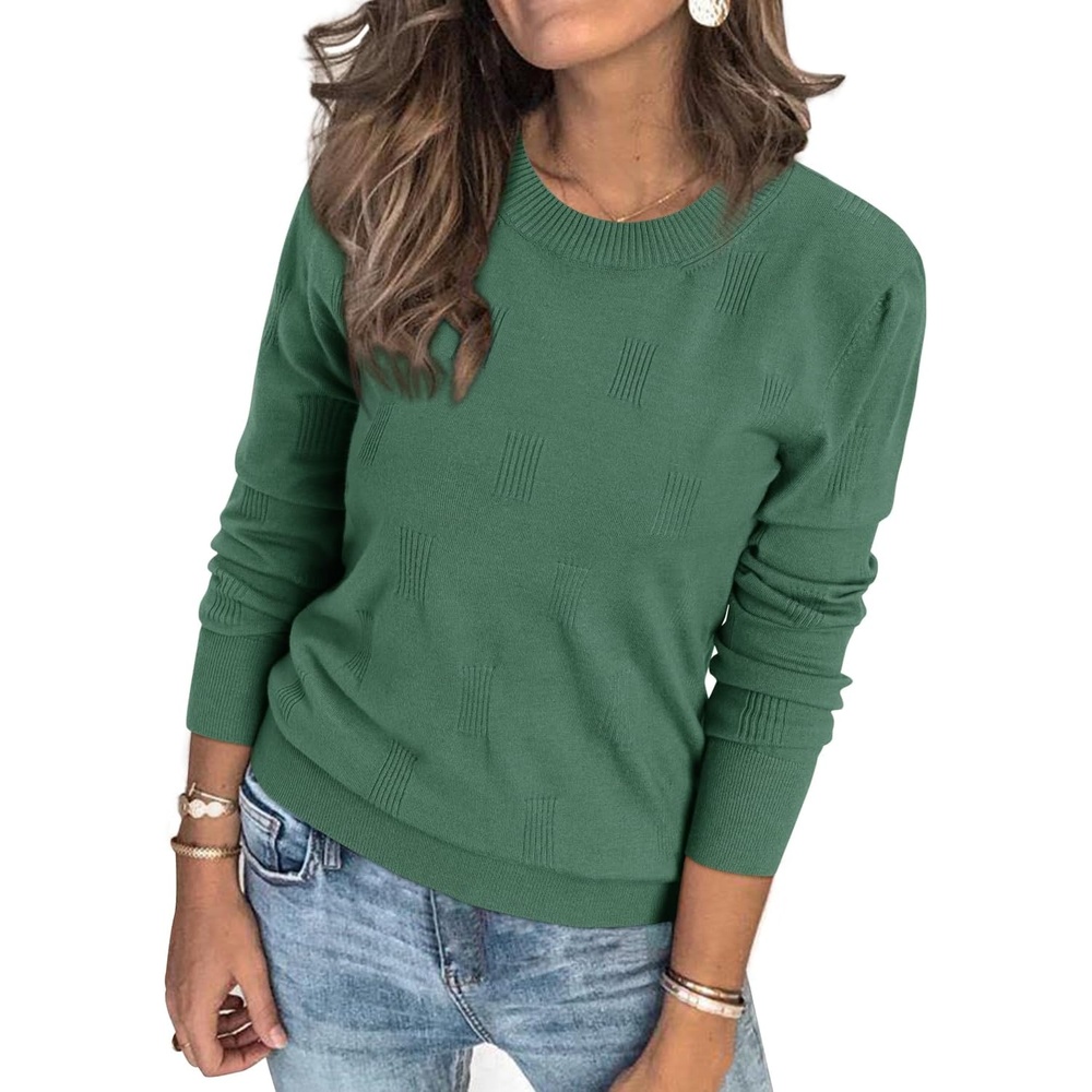 image:imageArachampCloz Womens Soft Knit Fall Winter Sweater Business Casual Basic Tops Lightweight amp Breathable Fabric Long Sleeve Classic Pullover Top Solo amp Layer Outfits Teacher Outfits Office Wear 2026Agray Green