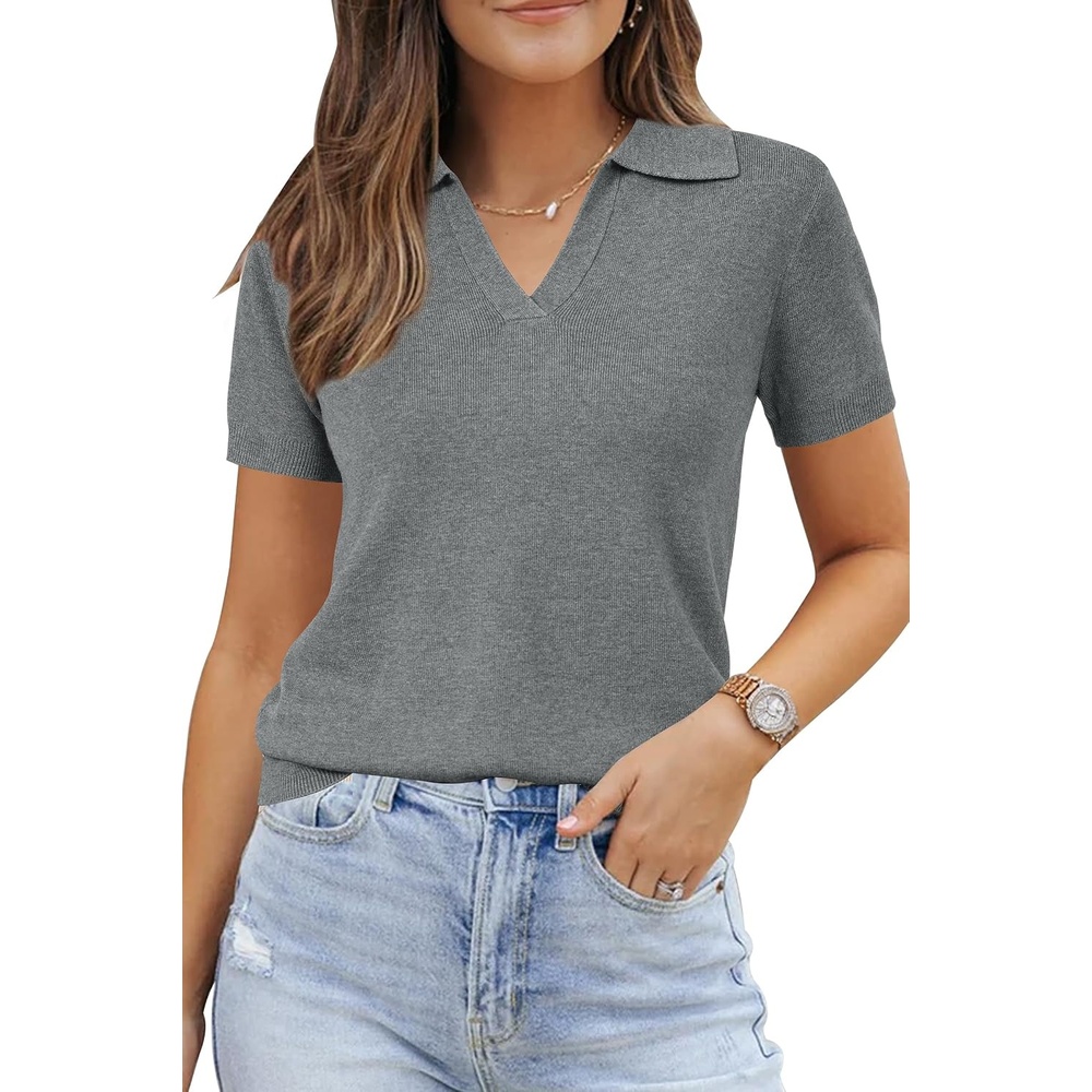 image:imageArachampCloz Womens Wool Blend Polo Business Casual Sweater Teacher Outfits  Polo Shirts Women Stretchy amp Lightweight Regular Fit Teacher Outfits Business Casual Tops Cashmere Fall Sweater 2026Grey