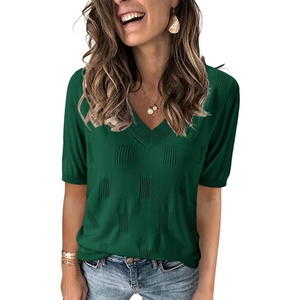Arach&Cloz Women’s Lightweight Summer Short Sleeve Sweater Top Shirt Blouse | Soft & Breathable, Anti-pilling, Figure-Friendly V Neck Pullover, Work & Business Casual Tops, Fall Spring Teacher Outifts(Az-green 02)
