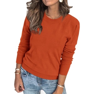 Arach&Cloz Women’s Soft Knit Fall Winter Sweater Business Casual Basic Tops | Lightweight & Breathable Fabric, Long Sleeve, Classic Pullover Top, Solo & Layer Outfits, Teacher Outfits, Office Wear 2026(A-rust)