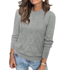 Arach&Cloz Women’s Soft Knit Fall Winter Sweater Business Casual Basic Tops | Lightweight & Breathable Fabric, Long Sleeve, Classic Pullover Top, Solo & Layer Outfits, Teacher Outfits, Office Wear 2026(A-light Grey)
