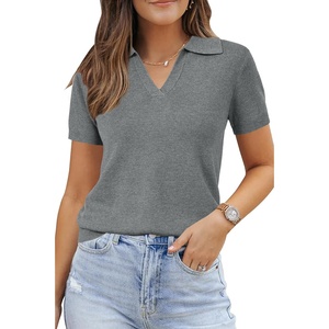 Arach&Cloz Women’s Wool Blend Polo Business Casual Sweater Teacher Outfits | Polo Shirts Women, Stretchy & Lightweight, Regular Fit, Teacher Outfits, Business Casual Tops, Cashmere, Fall Sweater 2026(Grey)