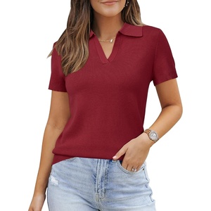 Arach&Cloz Women’s Wool Blend Polo Business Casual Sweater Teacher Outfits | Polo Shirts Women, Stretchy & Lightweight, Regular Fit, Teacher Outfits, Business Casual Tops, Cashmere, Fall Sweater 2026(Burgundy Red)