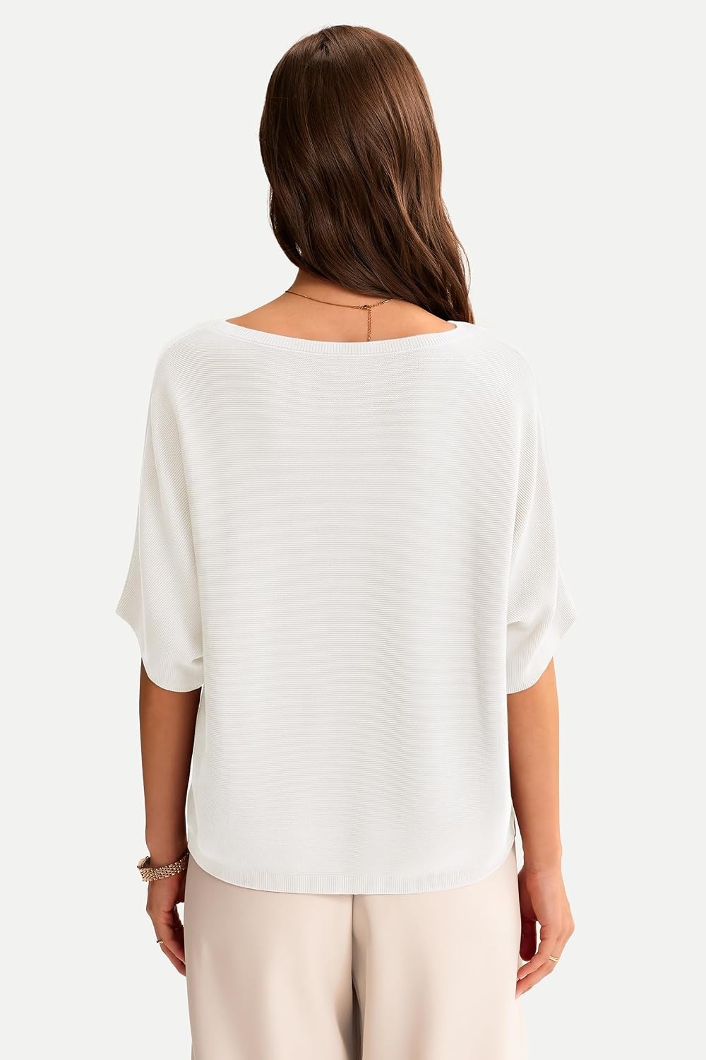 image:imageArachampCloz Womens Oversized Batwing Sleeve Business Casual Sweater TopsBeige