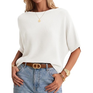 Arach&Cloz Women’s Oversized Batwing Sleeve Business Casual Sweater Tops(Beige)