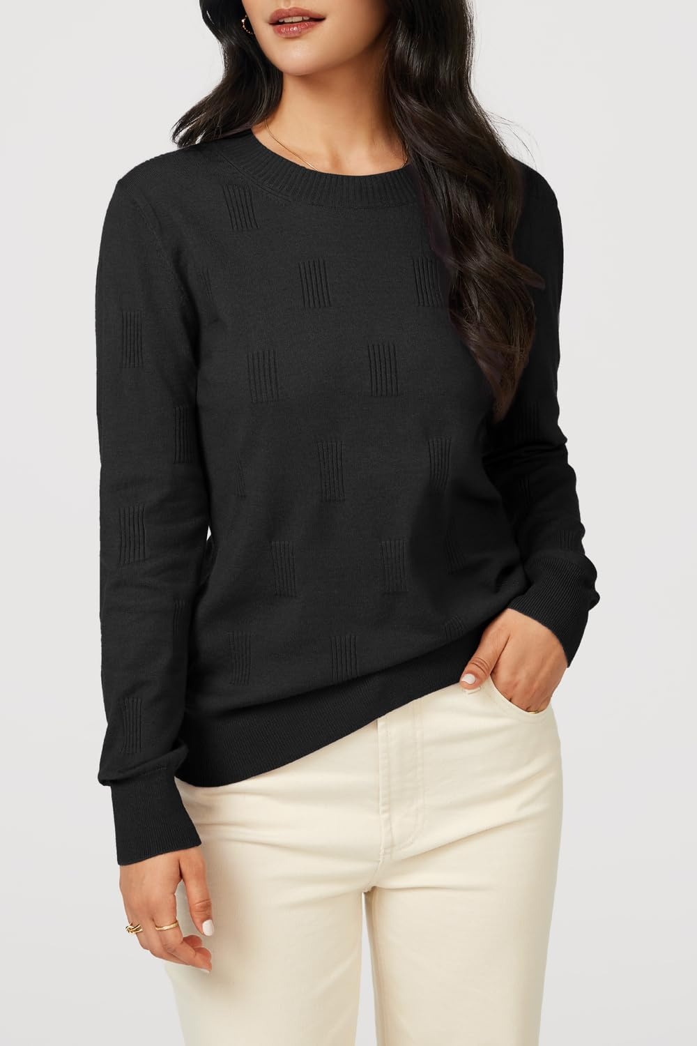 image:imageArachampCloz Womens Soft Knit Fall Winter Sweater Business Casual Basic TopsAblack