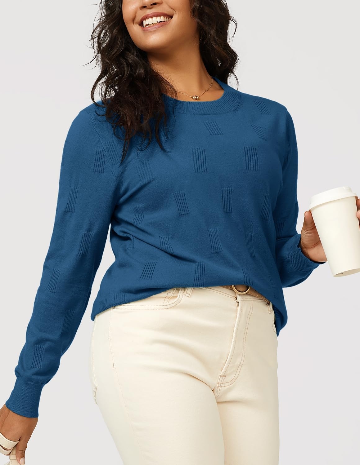 image:imageArachampCloz Womens Soft Knit Fall Winter Sweater Business Casual Basic TopsAblue