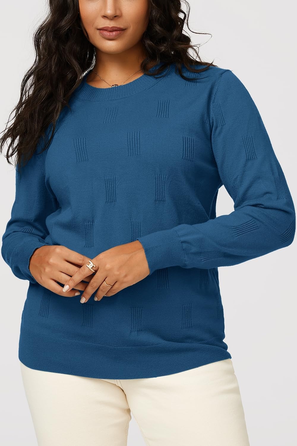 image:imageArachampCloz Womens Soft Knit Fall Winter Sweater Business Casual Basic TopsAblue