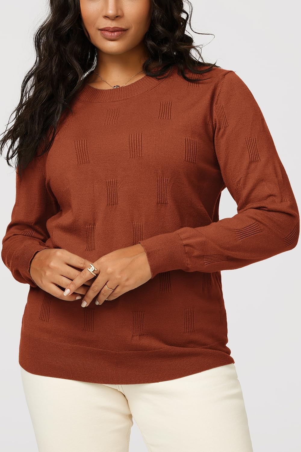 image:imageArachampCloz Womens Soft Knit Fall Winter Sweater Business Casual Basic TopsAcaramel