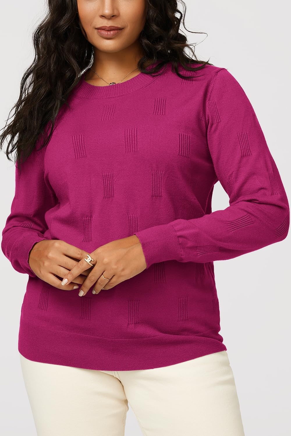 image:imageArachampCloz Womens Soft Knit Fall Winter Sweater Business Casual Basic TopsAdark Rose