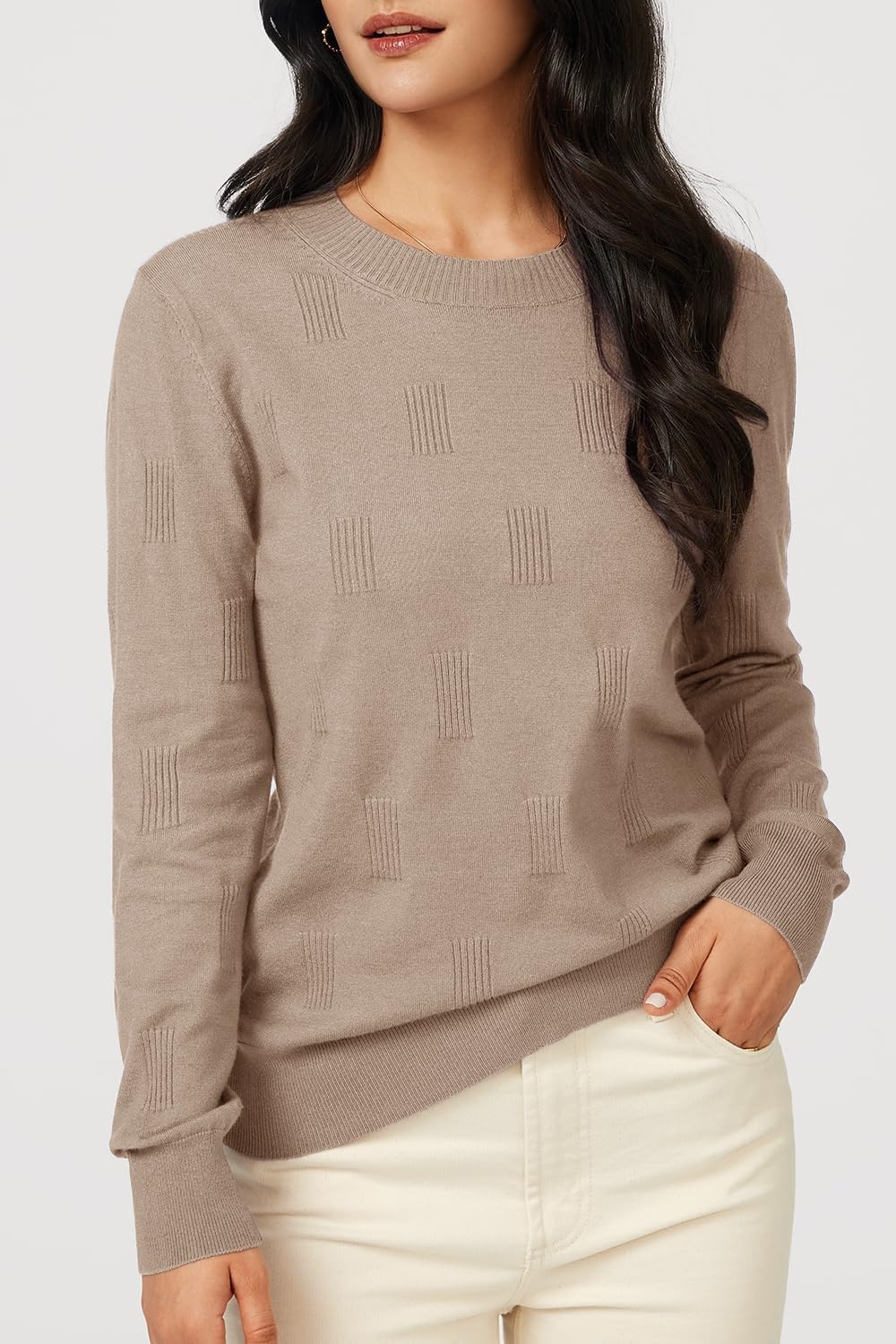image:imageArachampCloz Womens Soft Knit Fall Winter Sweater Business Casual Basic TopsAdeep Apricot