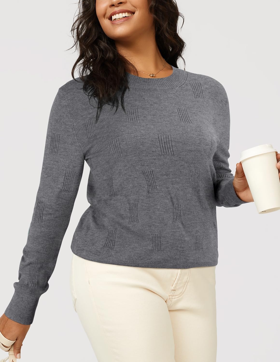 image:imageArachampCloz Womens Soft Knit Fall Winter Sweater Business Casual Basic TopsAgray