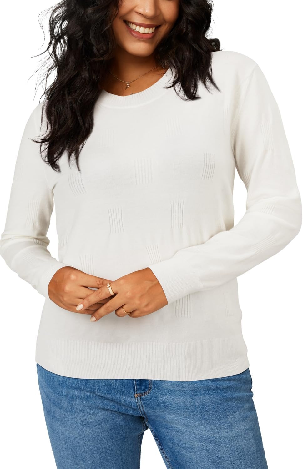 image:imageArachampCloz Womens Soft Knit Fall Winter Sweater Business Casual Basic TopsAoff White