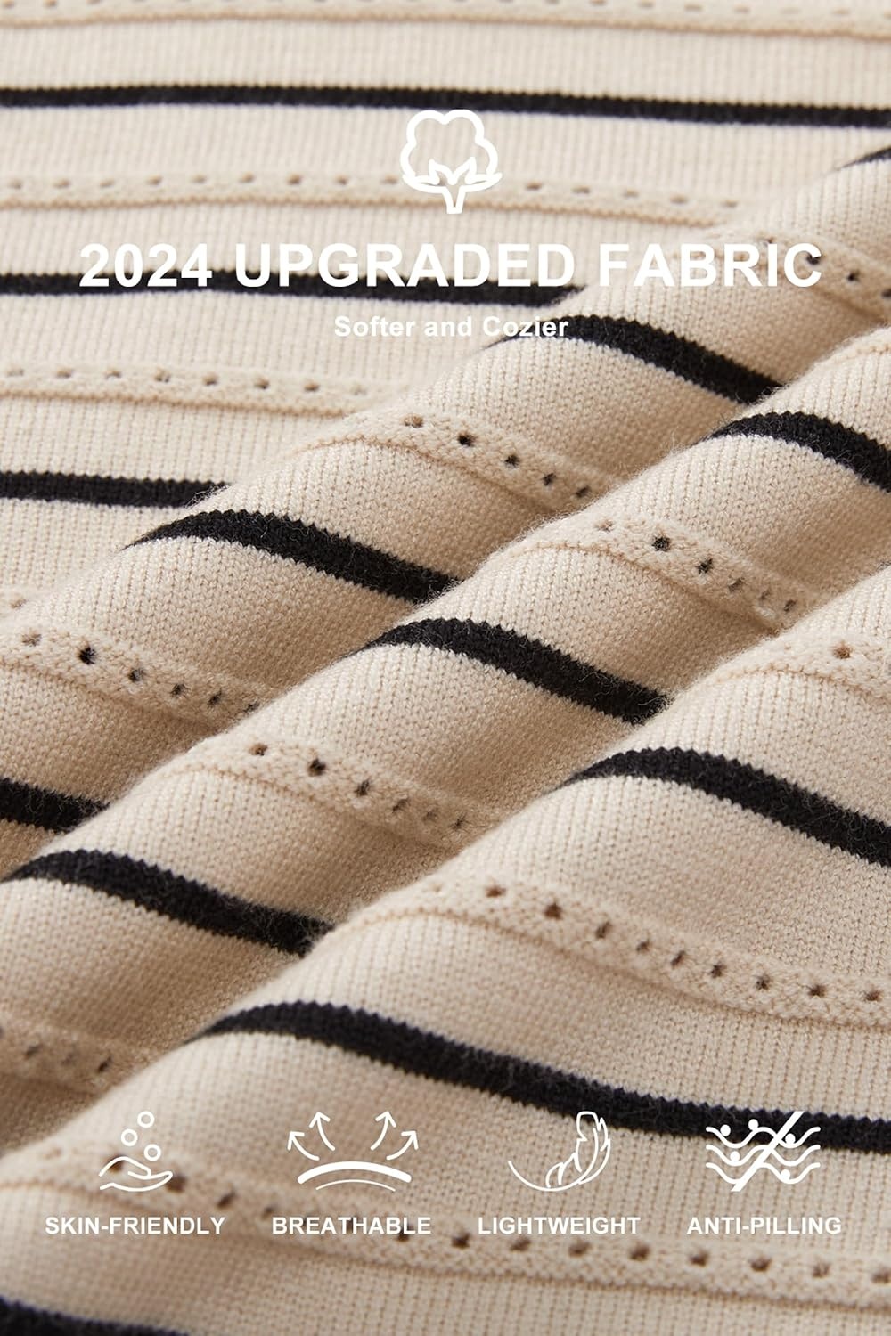 image:imageArachampCloz Womens Soft Knit Fall Winter Sweater Business Casual Basic TopsStriped Apricot Black