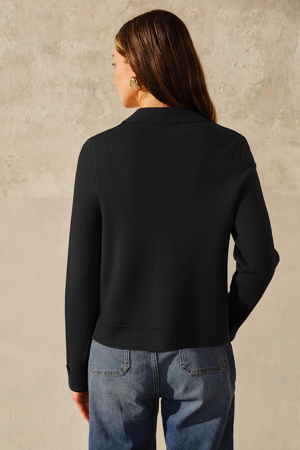 image:imageArachampCloz Womens Wool Blend Cropped Sweater Cardigan JacketBlack