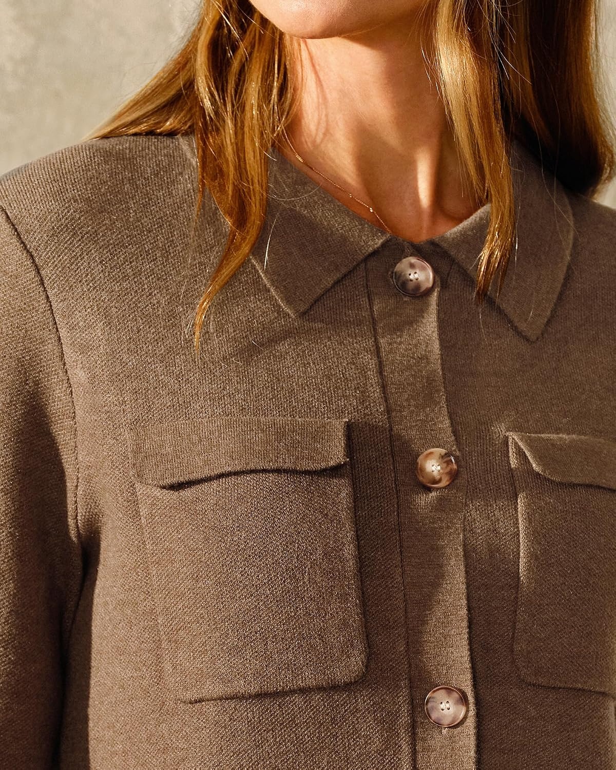 image:imageArachampCloz Womens Wool Blend Cropped Sweater Cardigan JacketBrown