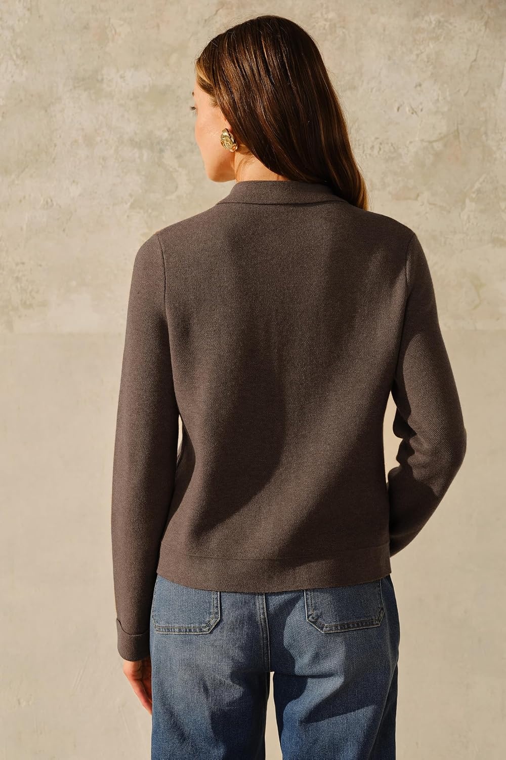 image:imageArachampCloz Womens Wool Blend Cropped Sweater Cardigan JacketCoffee