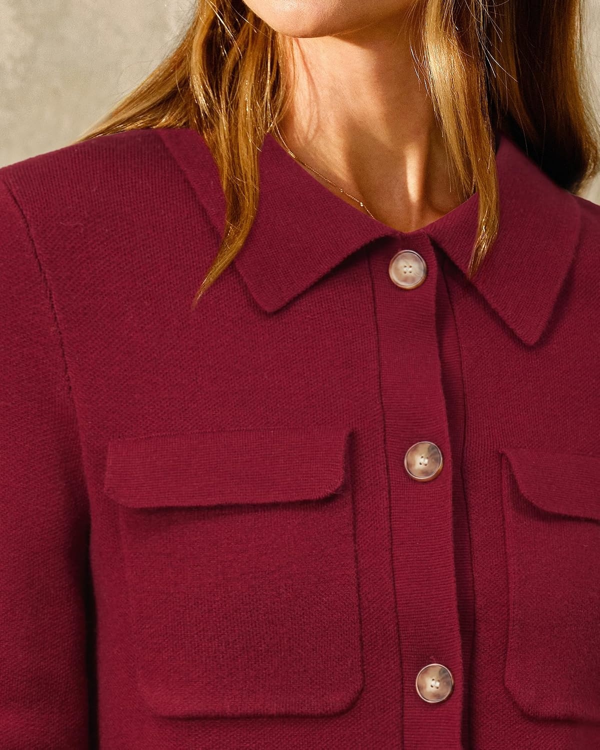 image:imageArachampCloz Womens Wool Blend Cropped Sweater Cardigan JacketRed