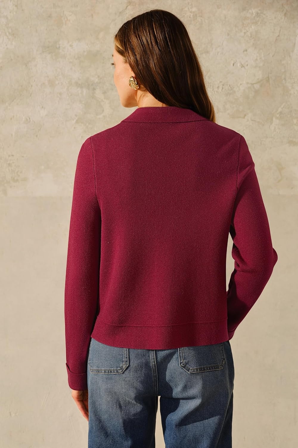 image:imageArachampCloz Womens Wool Blend Cropped Sweater Cardigan JacketRed