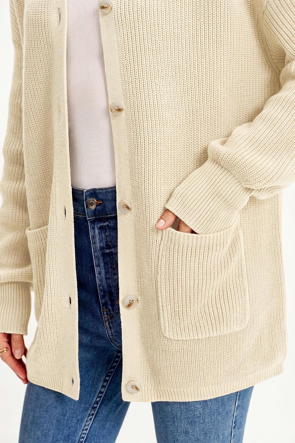 image:imageArachampCloz Womens Wool Blend Oversized Chunky Knit Fall Work CardigansApricot