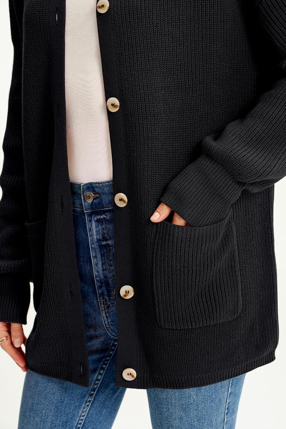 image:imageArachampCloz Womens Wool Blend Oversized Chunky Knit Fall Work CardigansBlack