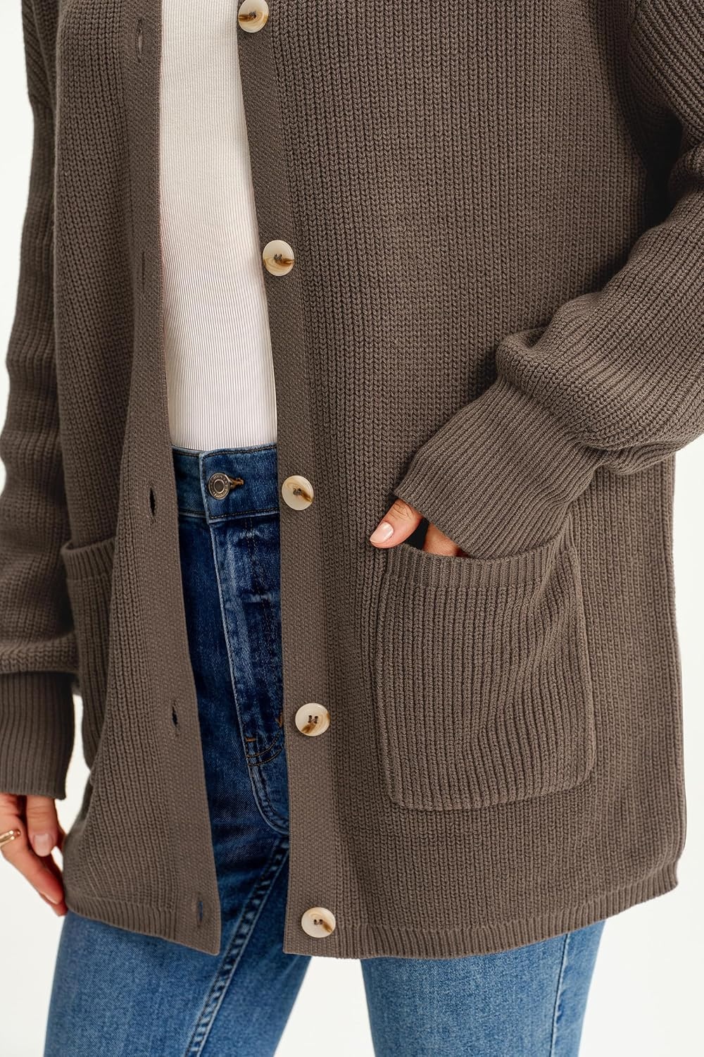 image:imageArachampCloz Womens Wool Blend Oversized Chunky Knit Fall Work CardigansCoffee