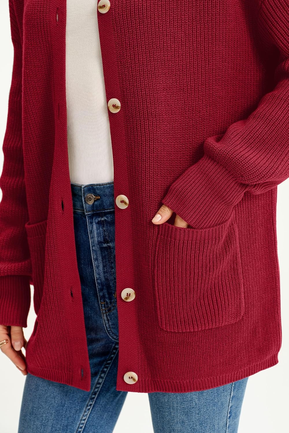 image:imageArachampCloz Womens Wool Blend Oversized Chunky Knit Fall Work CardigansRed