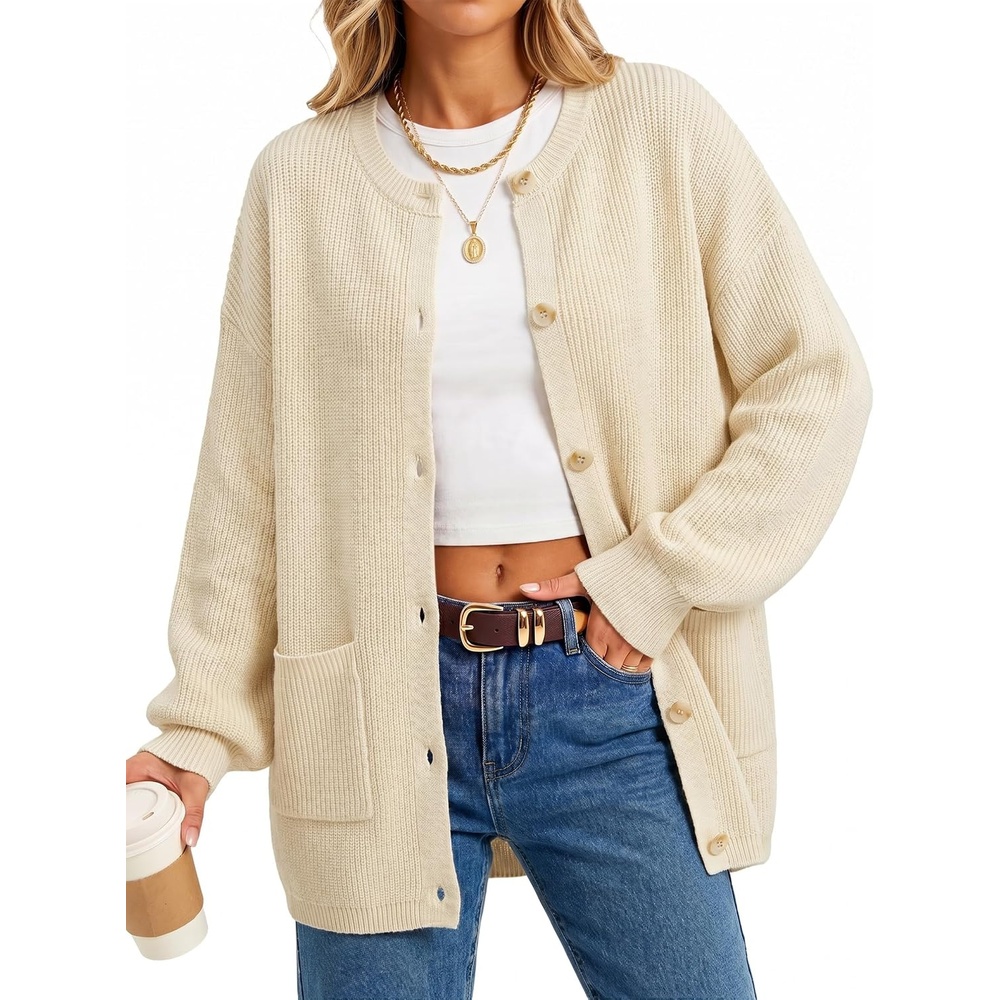 image:imageArachampCloz Womens Wool Blend Oversized Chunky Knit Fall Work CardigansApricot