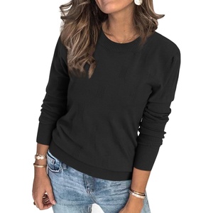 Arach&Cloz Women’s Soft Knit Fall Winter Sweater Business Casual Basic Tops(A-black)