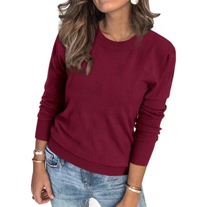 Arach&Cloz Women’s Soft Knit Fall Winter Sweater Business Casual Basic Tops(A-dark Red)