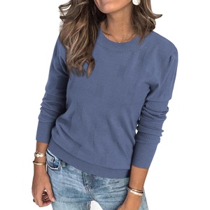 Arach&Cloz Women’s Soft Knit Fall Winter Sweater Business Casual Basic Tops(A-grey Blue)