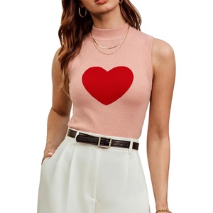 Arach&Cloz Women’s Wool Blend Mock Neck Fall Business Casual Sweater Tank(Peach Pink)