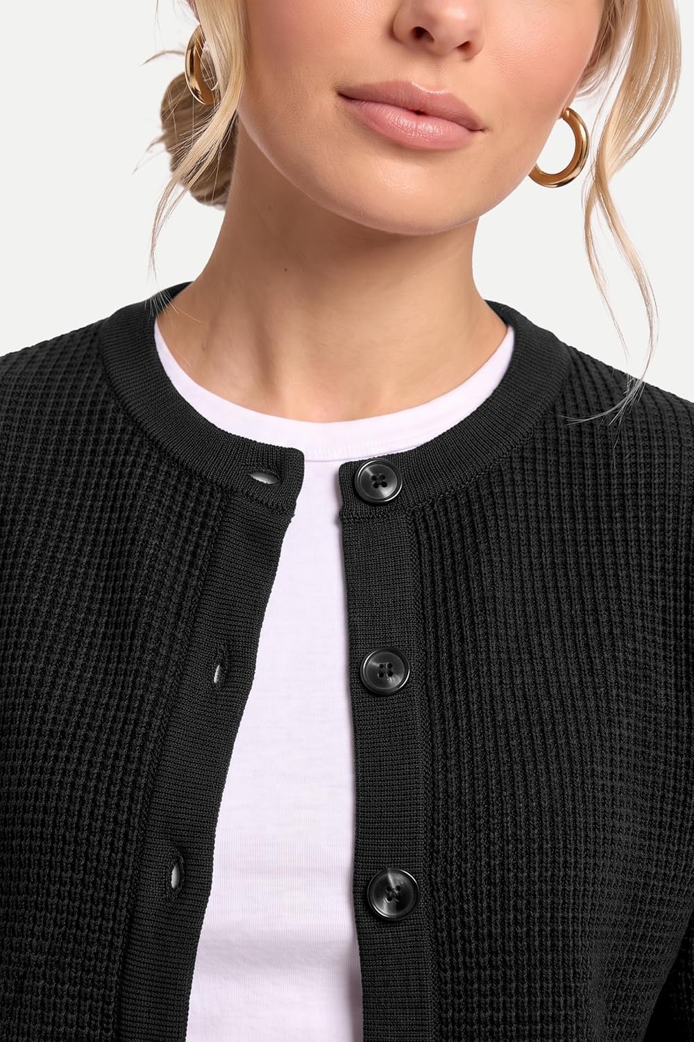 image:imageArachampCloz Womens Chunky Knit Button Up Fall Casual Work Cardigan SweatersBlack