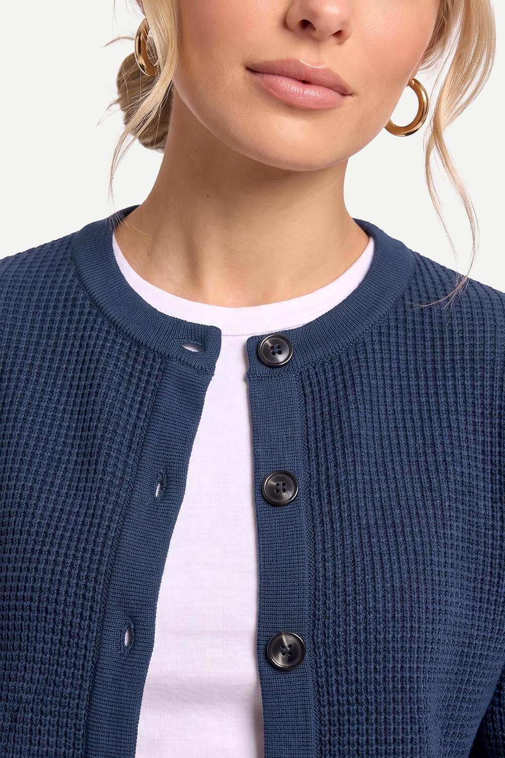 image:imageArachampCloz Womens Chunky Knit Button Up Fall Casual Work Cardigan SweatersNavy