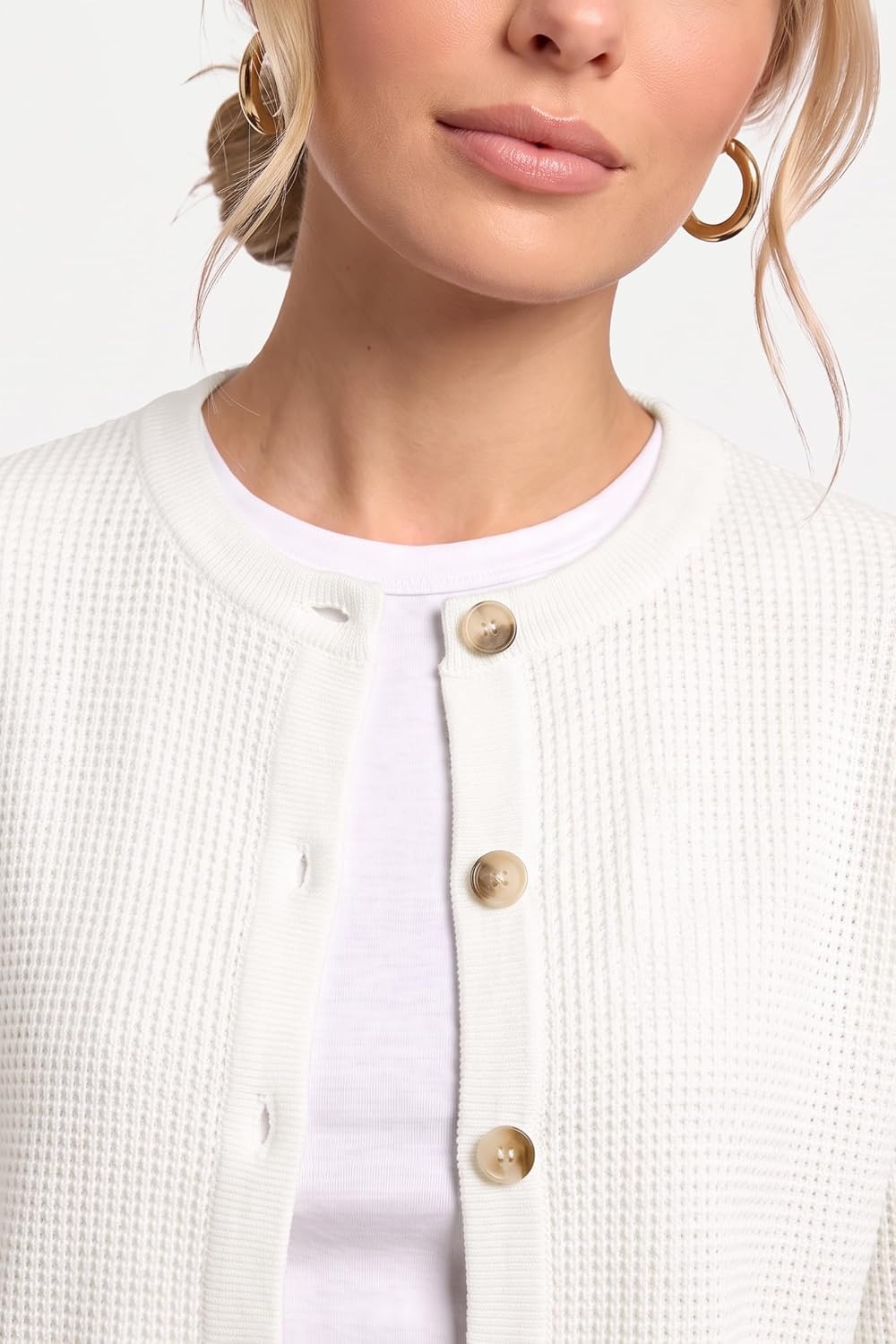 image:imageArachampCloz Womens Chunky Knit Button Up Fall Casual Work Cardigan SweatersWhite