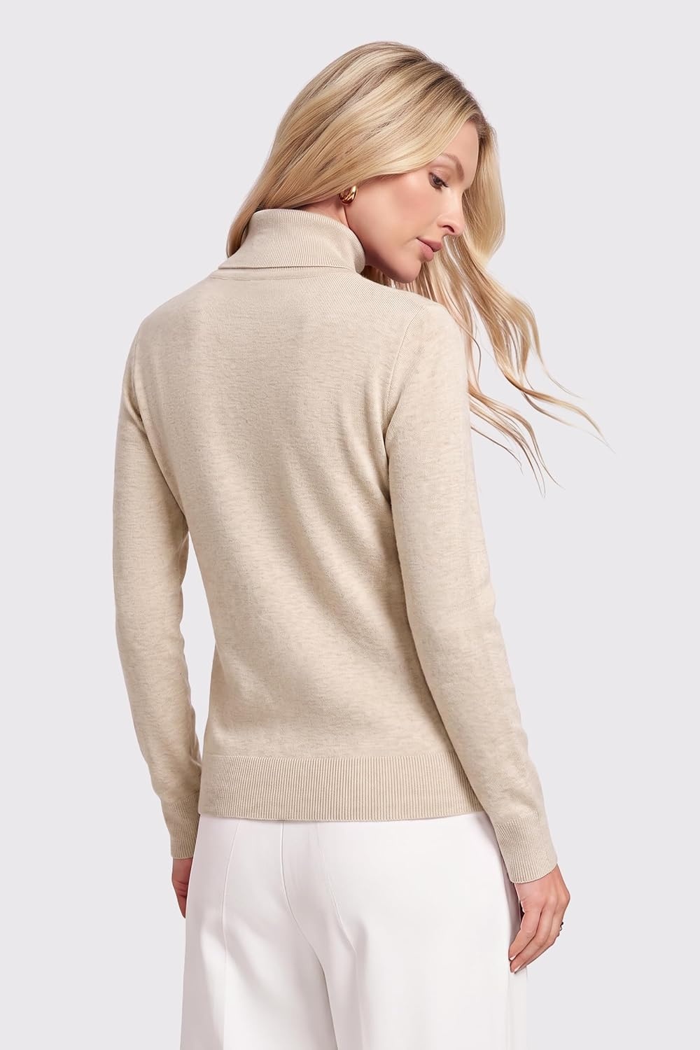 image:imageArachampCloz Womens Wool Blend Turtleneck Fall Business Casual Sweater TopsBeige