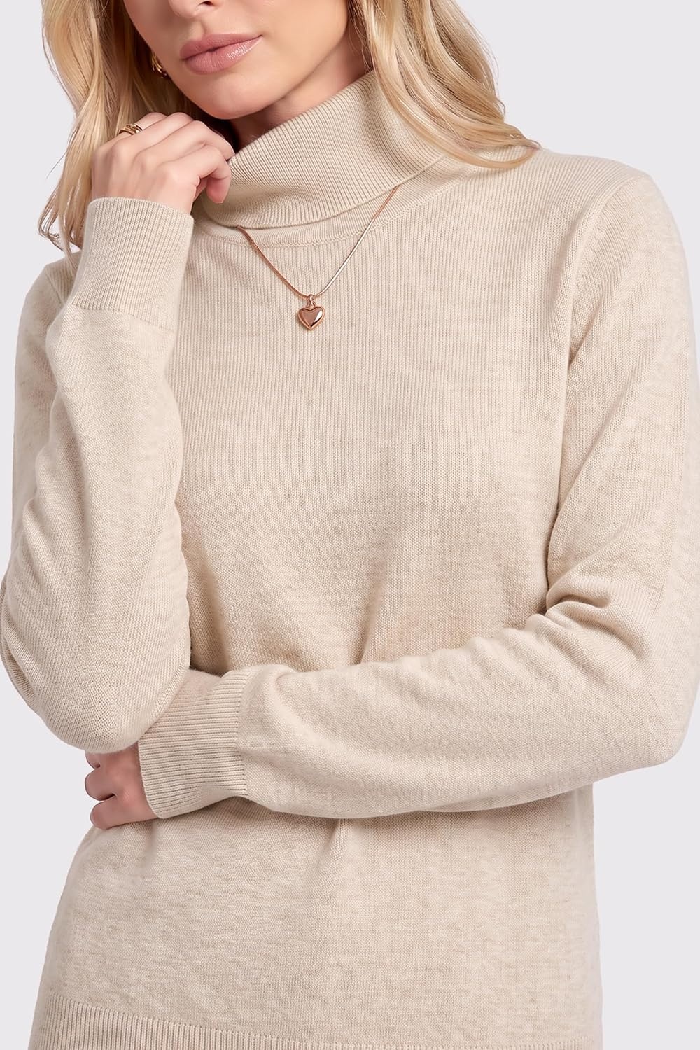 image:imageArachampCloz Womens Wool Blend Turtleneck Fall Business Casual Sweater TopsBeige