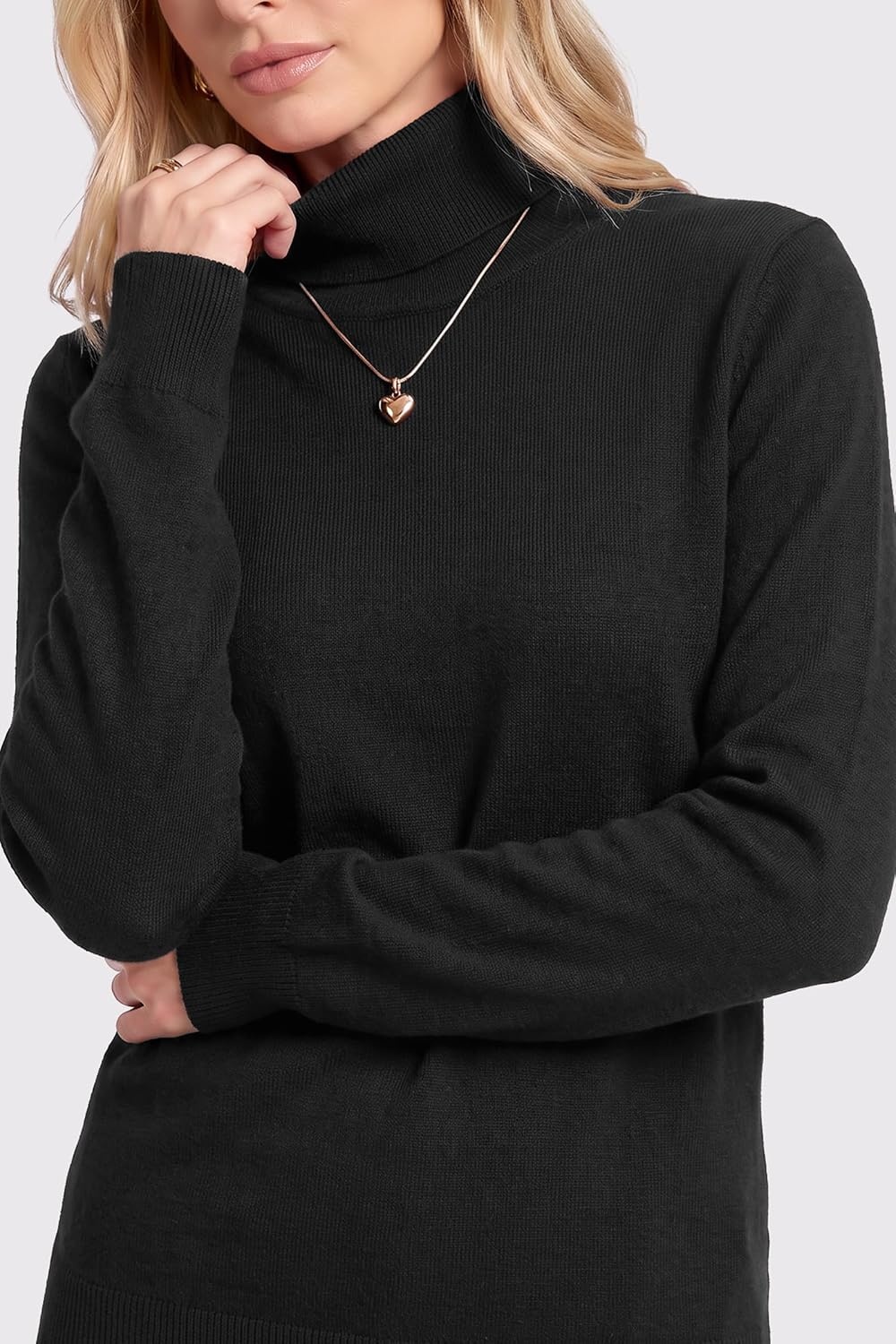 image:imageArachampCloz Womens Wool Blend Turtleneck Fall Business Casual Sweater TopsBlack