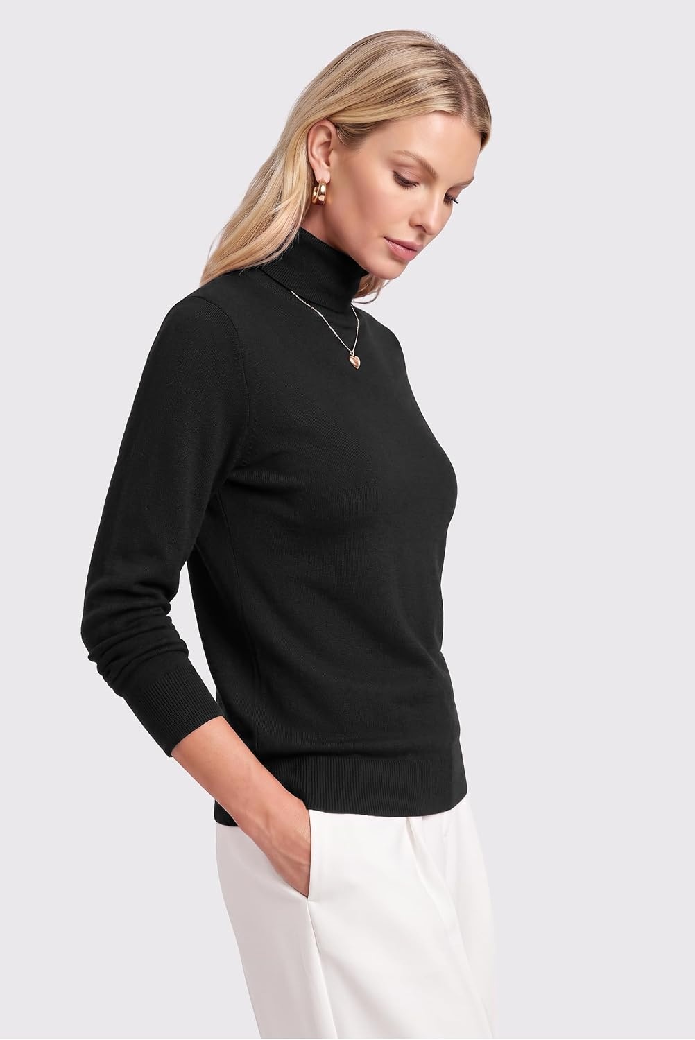 image:imageArachampCloz Womens Wool Blend Turtleneck Fall Business Casual Sweater TopsBlack
