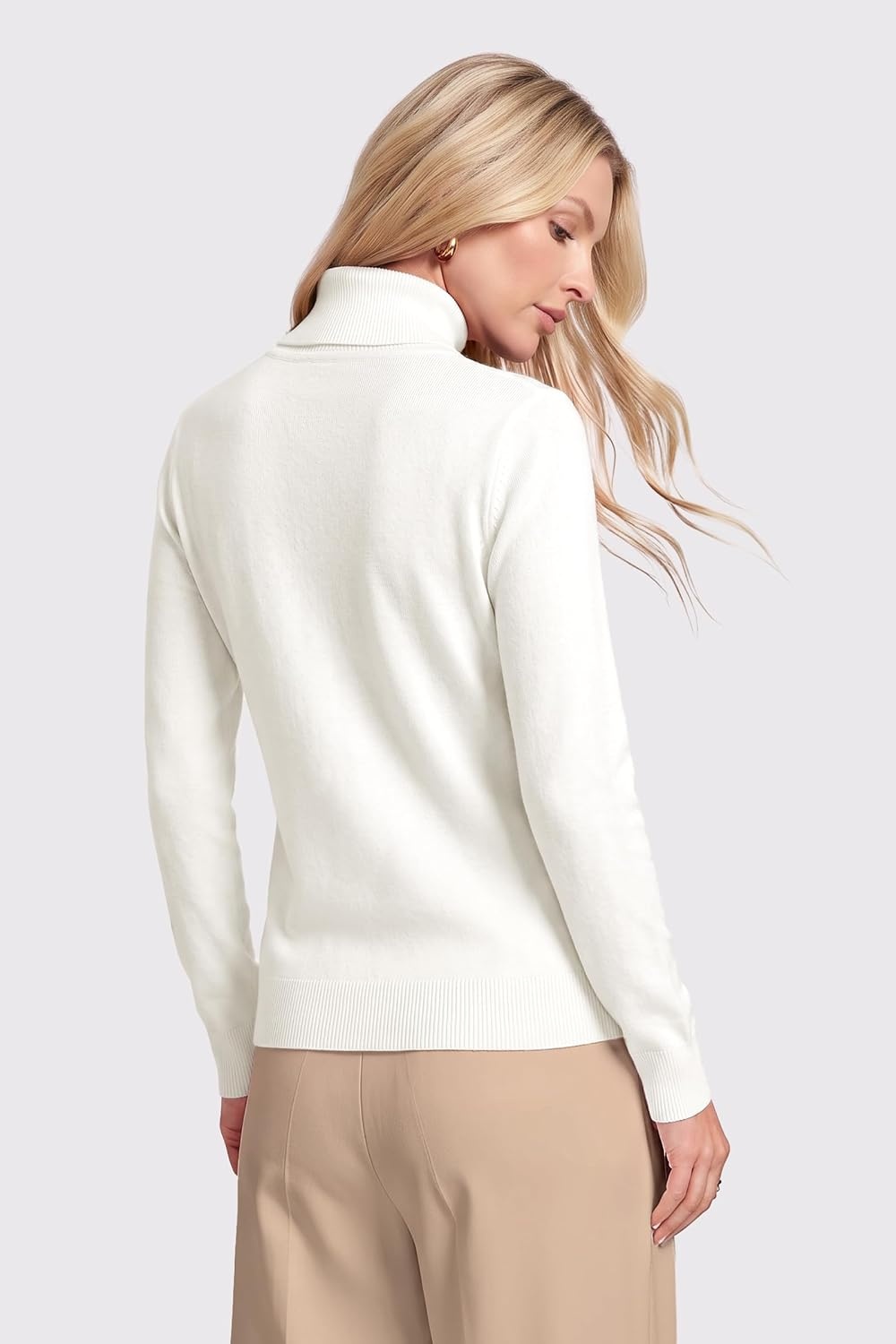 image:imageArachampCloz Womens Wool Blend Turtleneck Fall Business Casual Sweater TopsWhite