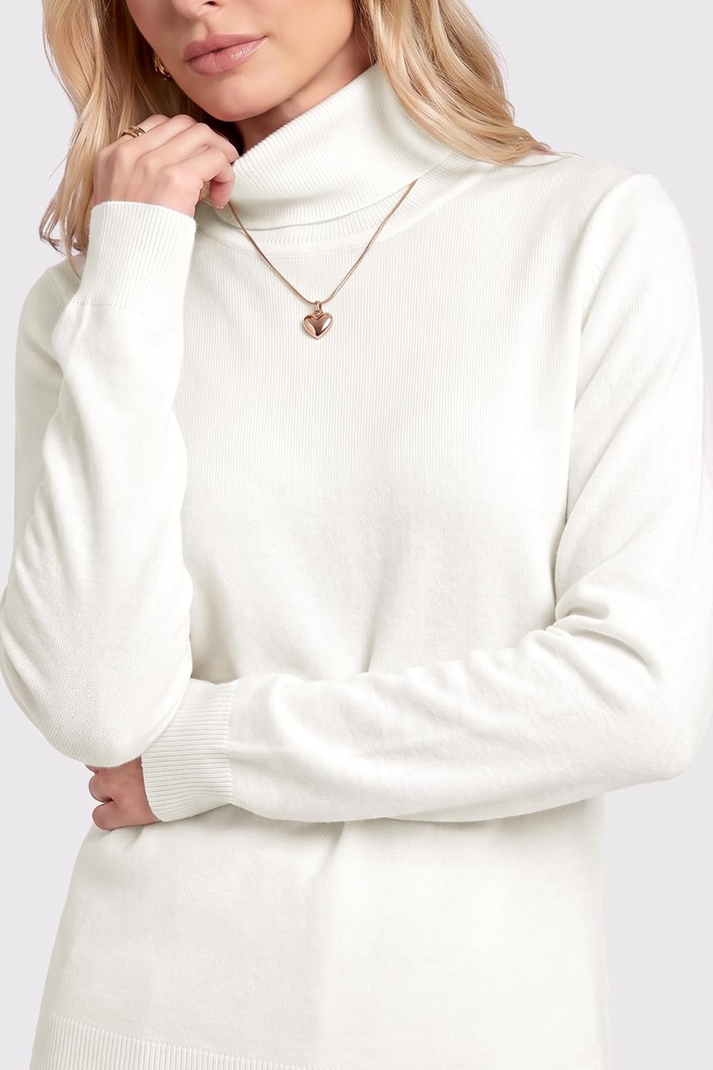 image:imageArachampCloz Womens Wool Blend Turtleneck Fall Business Casual Sweater TopsWhite