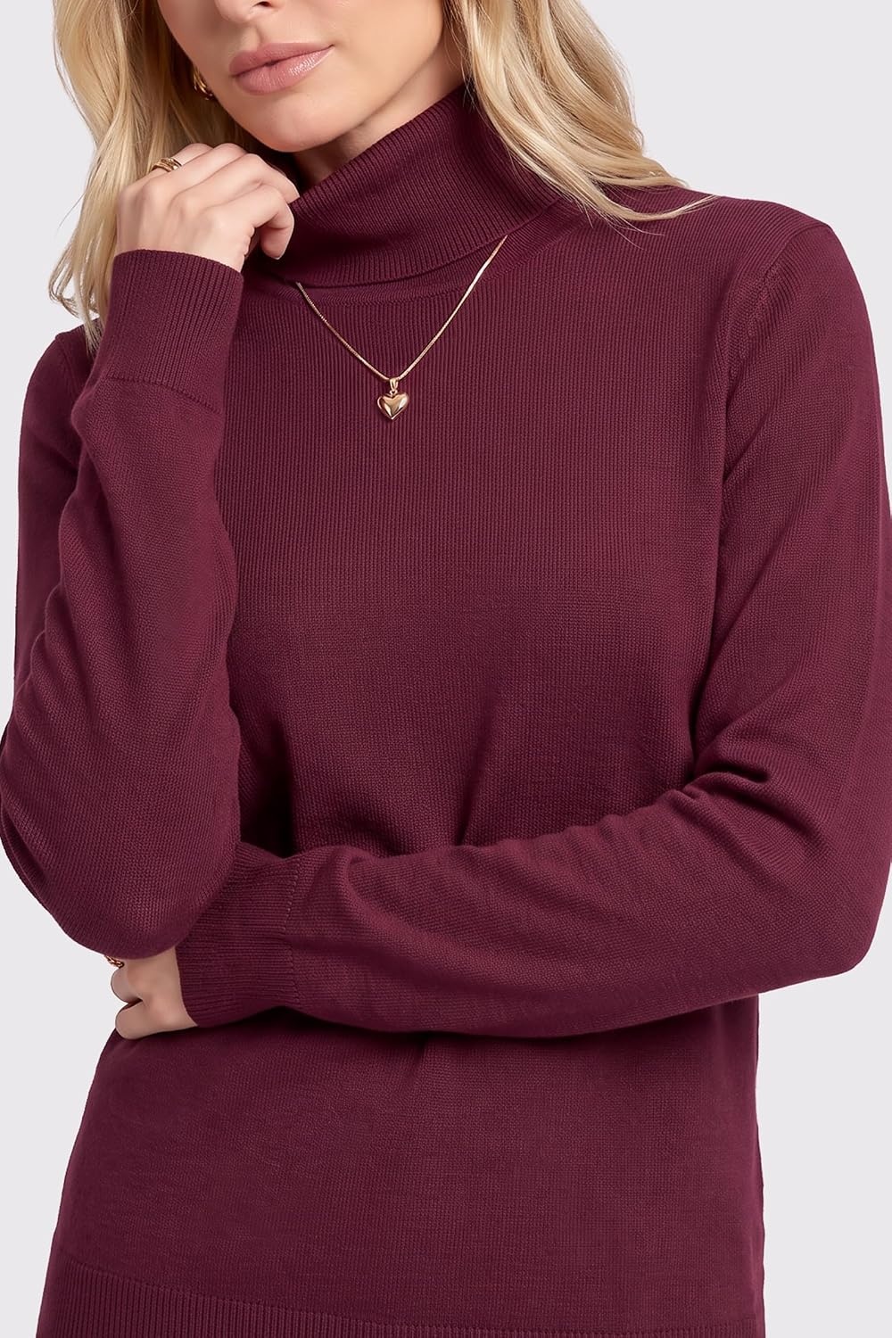 image:imageArachampCloz Womens Wool Blend Turtleneck Fall Business Casual Sweater TopsWine Red