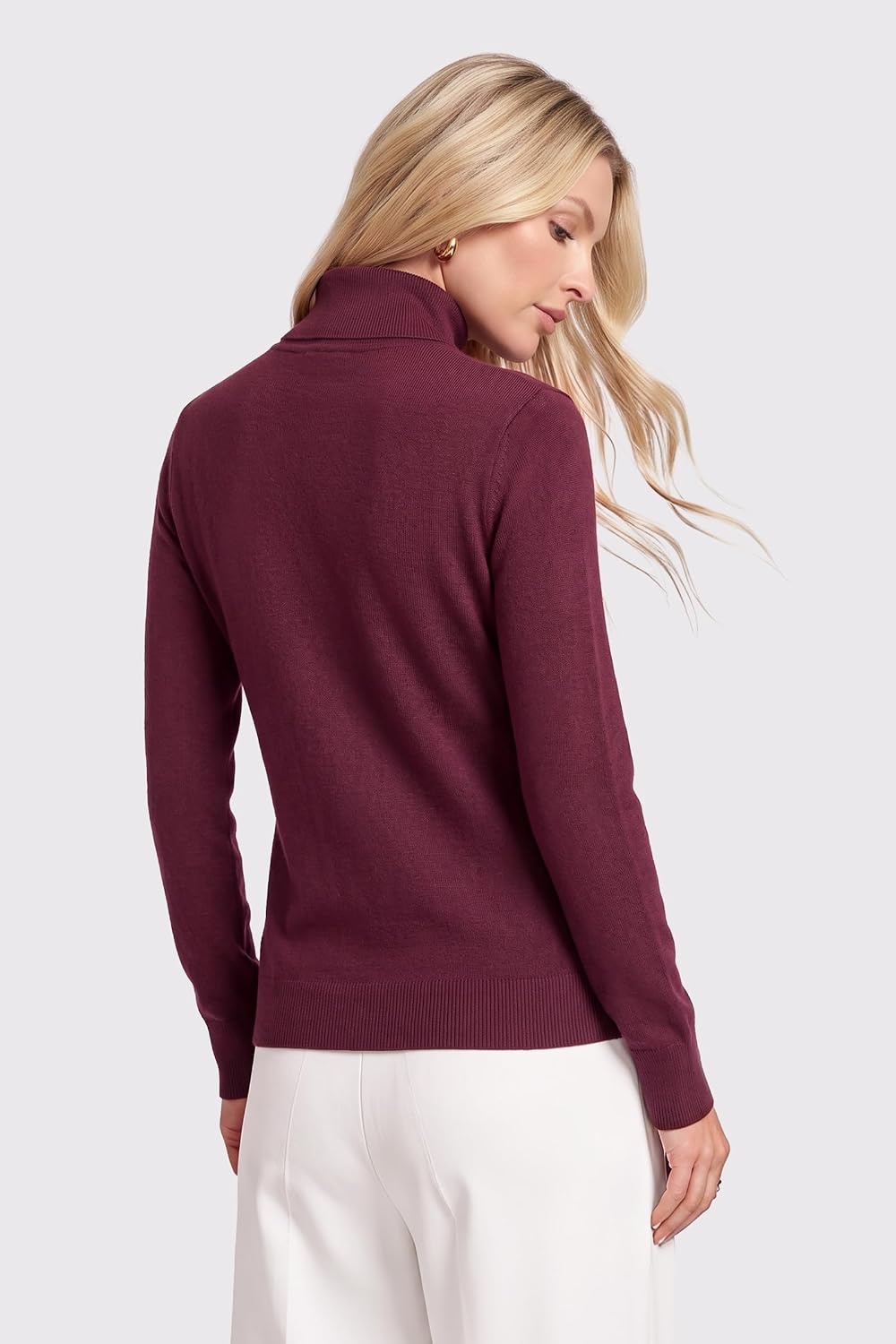 image:imageArachampCloz Womens Wool Blend Turtleneck Fall Business Casual Sweater TopsWine Red