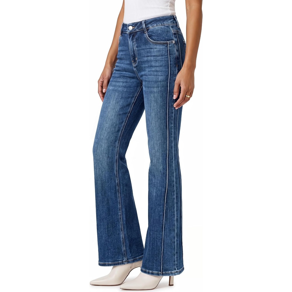 image:imageArachampCloz Womens High Stretch Side Seam Fall Work Casual Flare JeansDark Blue