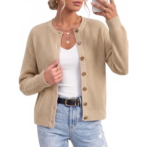 Arach&Cloz Women’s Chunky Knit Button Up Fall Casual Work Cardigan Sweaters(Apricot)