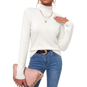 Arach&Cloz Women’s Wool Blend Turtleneck Fall Business Casual Sweater Tops(White)