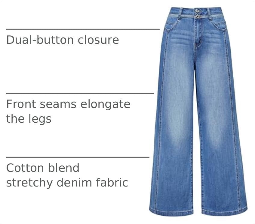 image:imageArachampCloz Womens Contrast Waistband Fall Business Casual Wide Leg JeansLight Blue