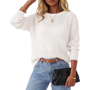Arach&Cloz Women’s Oversized 3/4 Sleeve Crochet Tops Summer Casual Sweater(Z-white)
