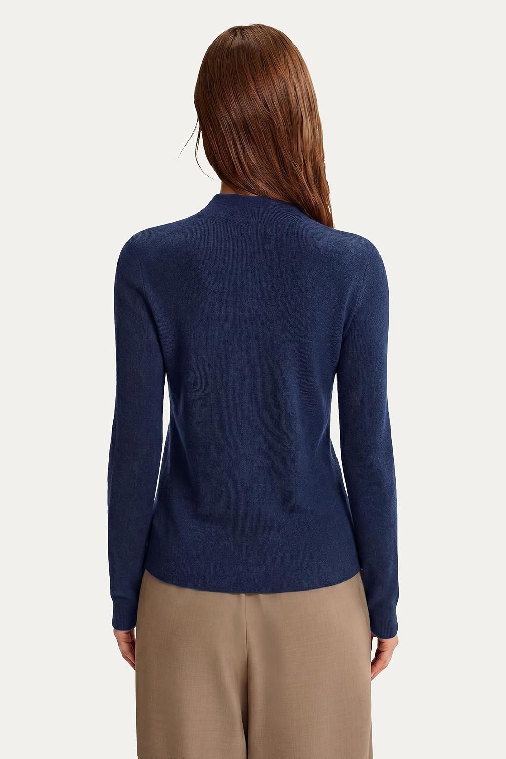 image:imageArachampCloz Womens 100 Merino Wool Long Sleeve Mock Neck Sweater Work FallNavy Blue