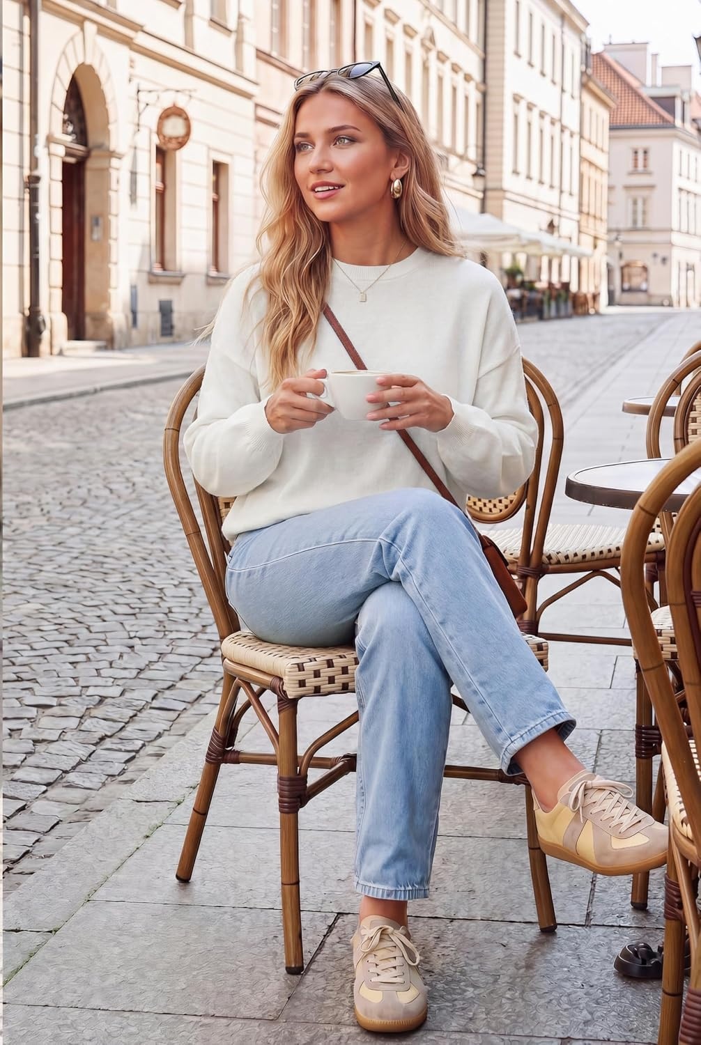 image:imageArachampCloz Womens Relaxed Fit Sweaters Spring Fall Casual Cozy Tops 2026Beige